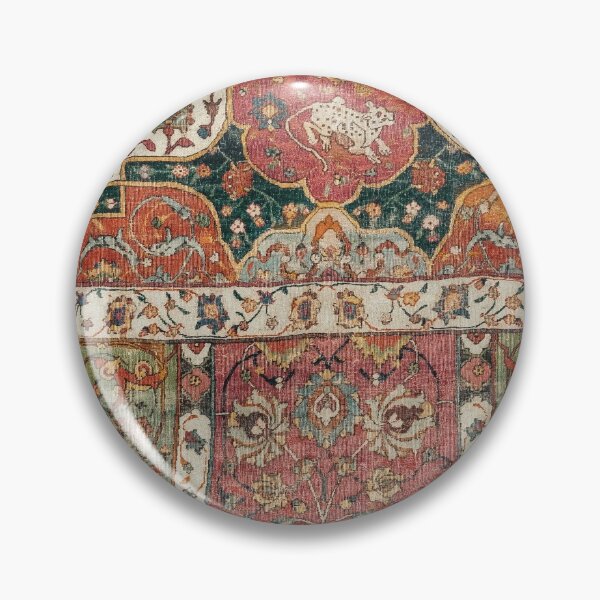 Item preview, Persian Medallion Rug V // 16th Century Distressed Red Green Blue Flowery Colorful Ornate Pattern designed and sold by vintagepatterns.