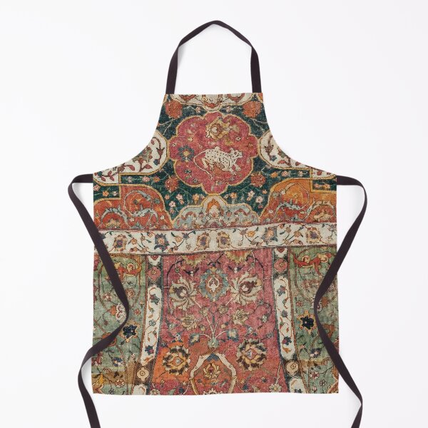 Item preview, Persian Medallion Rug V // 16th Century Distressed Red Green Blue Flowery Colorful Ornate Pattern designed and sold by vintagepatterns.