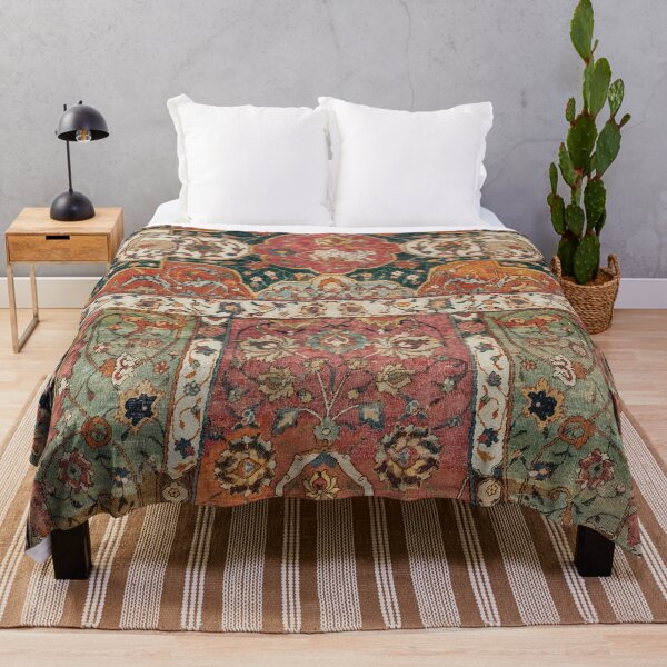 Item preview, Persian Medallion Rug V // 16th Century Distressed Red Green Blue Flowery Colorful Ornate Pattern designed and sold by vintagepatterns.