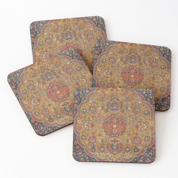 Item preview, Persian Medallion Rug VI // 16th Century Distressed Red Green Blue Flowery Colorful Ornate Pattern designed and sold by vintagepatterns.