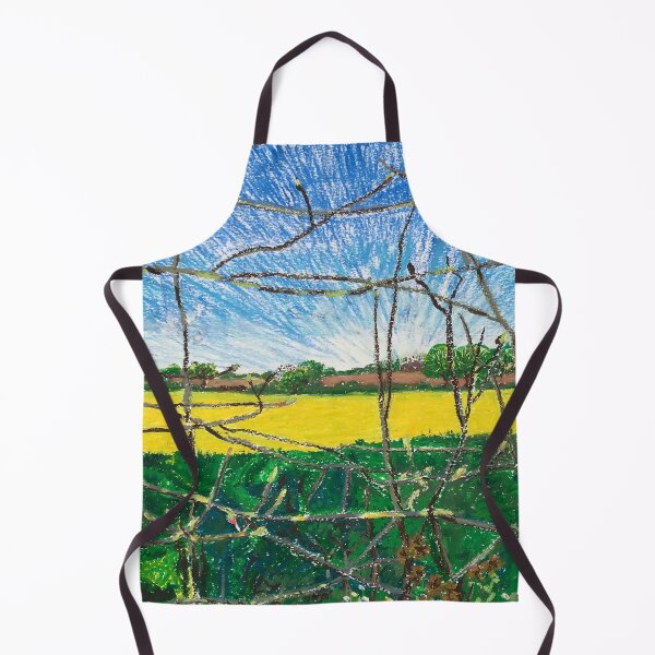Item preview, Yellow field through a latticework of branches designed and sold by Catherine Holland.