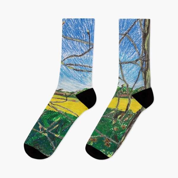 Item preview, Yellow field through a latticework of branches designed and sold by Catherine Holland.