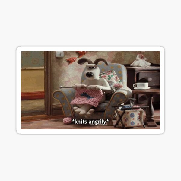 Wallace and Gromit, Gromit knitting angrily Sticker