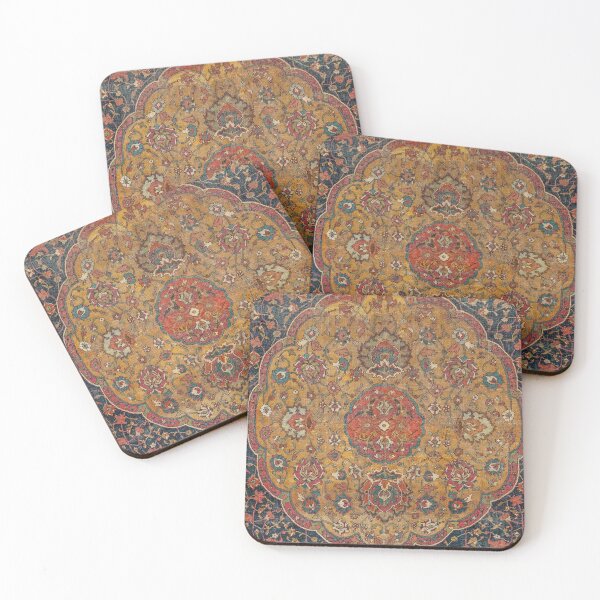 Item preview, Persian Medallion Rug VII // 16th Century Distressed Red Green Blue Flowery Colorful Ornate Pattern designed and sold by vintagepatterns.