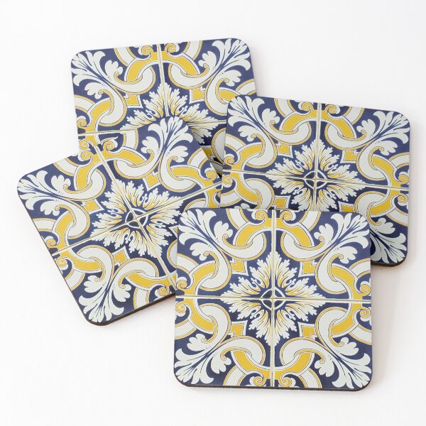 Item preview, Yellow, White and Blue Portuguese Ceramic Tile Tapestry designed and sold by GVibezPadel.