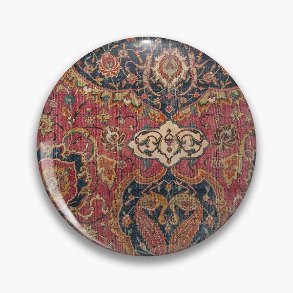 Item preview, Persian Medallion Rug VIII // 16th Century Distressed Red Green Blue Flowery Colorful Ornate Pattern designed and sold by vintagepatterns.