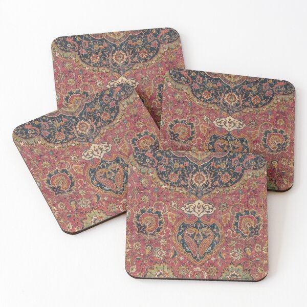 Item preview, Persian Medallion Rug VIII // 16th Century Distressed Red Green Blue Flowery Colorful Ornate Pattern designed and sold by vintagepatterns.