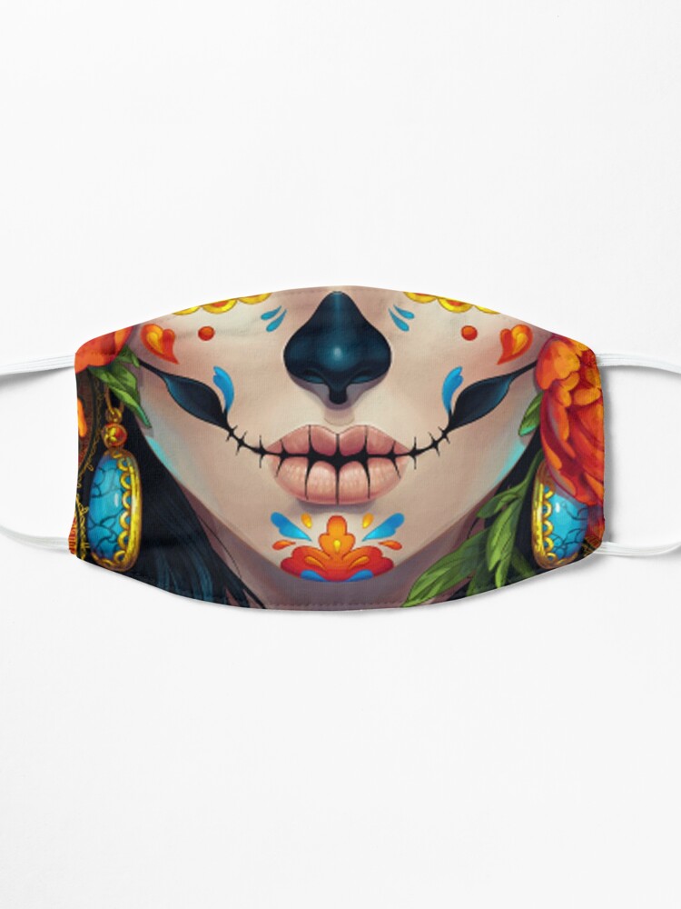 Alternate view of Catrina Face Mask Sugar Skull Mask