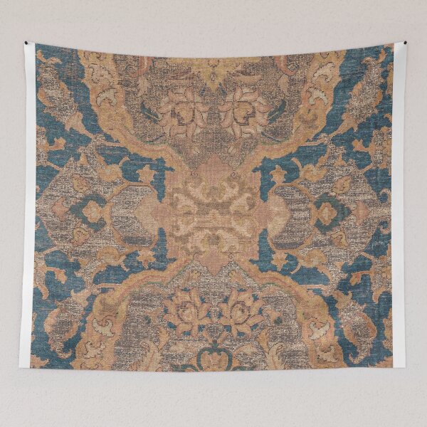 Item preview, Persian Motif I // 17th Century Ornate Rose Gold Silver Royal Blue Yellow Flowery Accent Rug Pattern designed and sold by vintagepatterns.