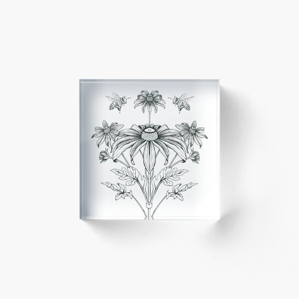 Daisy and bee mirror Acrylic Block