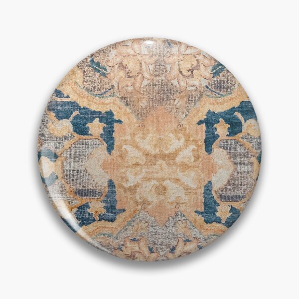 Item preview, Persian Motif II // 17th Century Ornate Rose Gold Silver Royal Blue Yellow Flowery Accent Rug Pattern designed and sold by vintagepatterns.