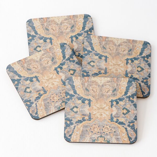 Item preview, Persian Motif II // 17th Century Ornate Rose Gold Silver Royal Blue Yellow Flowery Accent Rug Pattern designed and sold by vintagepatterns.
