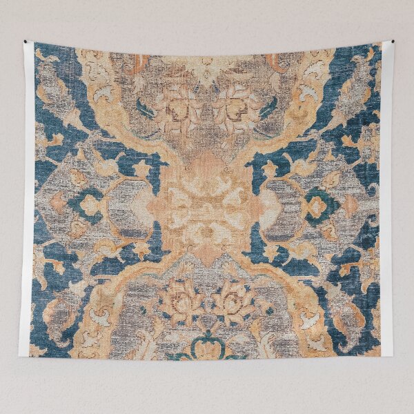 Item preview, Persian Motif II // 17th Century Ornate Rose Gold Silver Royal Blue Yellow Flowery Accent Rug Pattern designed and sold by vintagepatterns.
