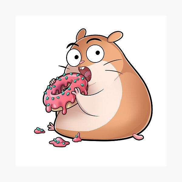 Zuckerdonut essender knuddeliger Hamster Fotodruck
