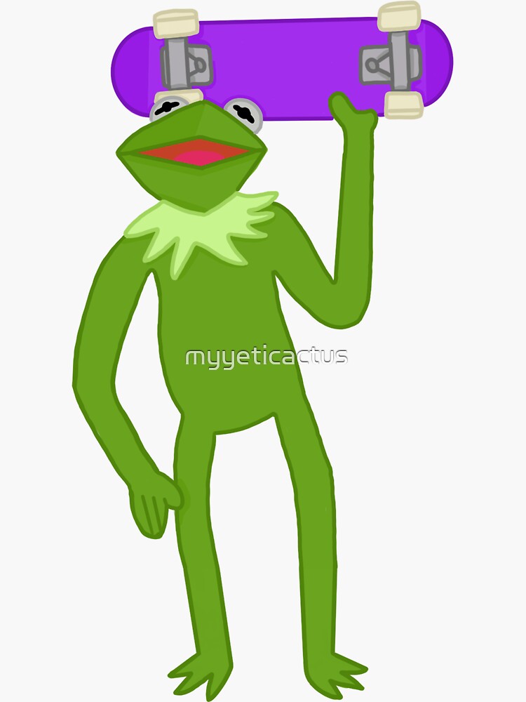 Thumbnail 3 of 3, Sticker, skateboard Kermit designed and sold by myyeticactus.