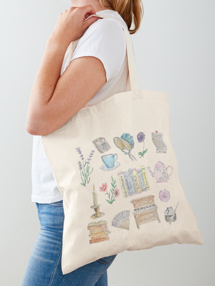 Thumbnail 1 of 5, Tote Bag, Jane Austen Illustrations designed and sold by ellie-mellon.