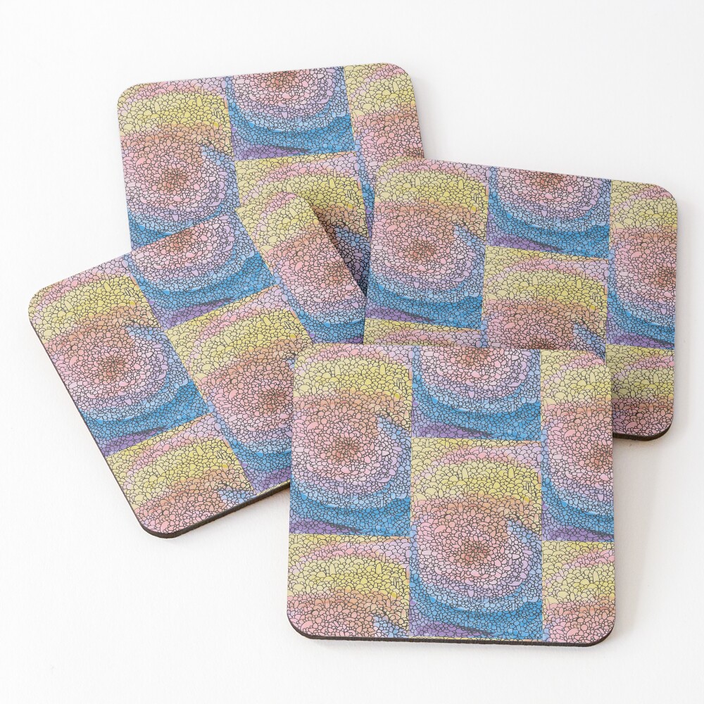 Kaledescopic Flowers 万華鏡花 Coasters Set Of 4 By Misslisako Redbubble