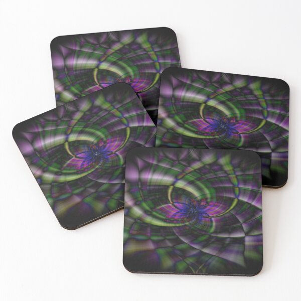 Item preview, Mysterious: Abstract Fractal Flower/Vortex Pattern in Purple, Green and Black designed and sold by Josie Elias.