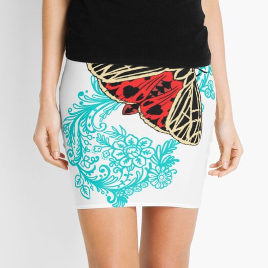 Harnessed tiger moth on lace Mini Skirt