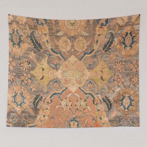 Item preview, Persian Motif III // 17th Century Ornate Rose Gold Silver Royal Blue Yellow Flowery Accent Rug Pattern designed and sold by vintagepatterns.