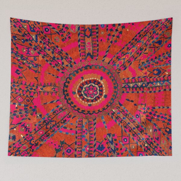 Item preview, Pink Wildflower Sunshine I // 18th Century Colorful Pinkish Red Blue Sapphire Metallic Happy Pattern designed and sold by vintagepatterns.