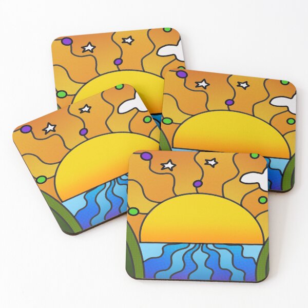 Item preview, Psychedelic art - Sunrise Over Water and Hills designed and sold by madtoyman.