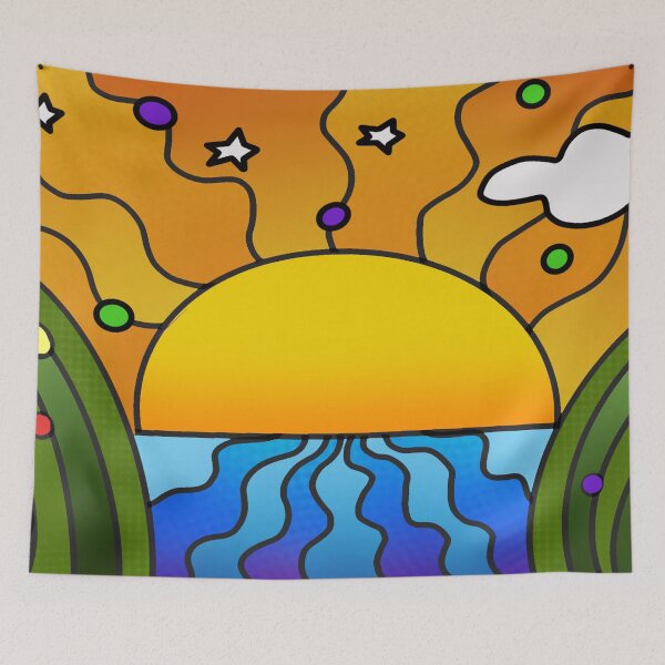 Item preview, Psychedelic art - Sunrise Over Water and Hills designed and sold by madtoyman.