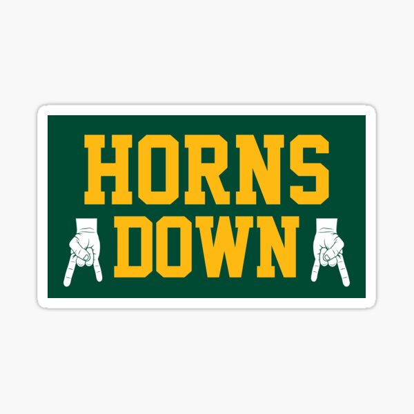 "Horns Down Green/Gold/White" Sticker for Sale by SaturdayAC Redbubble