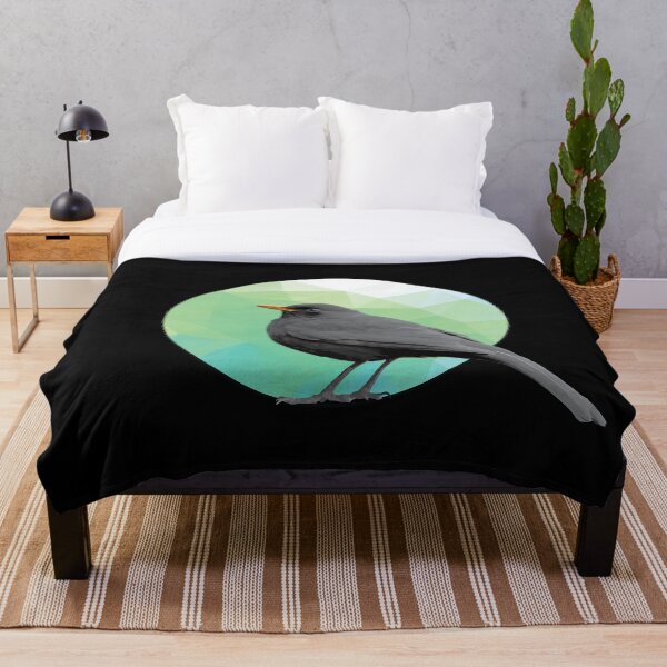 Blackbird - Small Bird in Tree - Bird artwork Throw Blanket