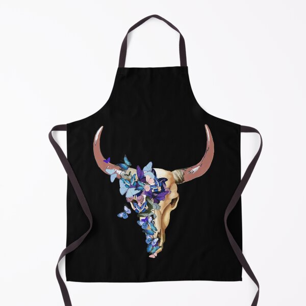 Item preview, cow Skull and Crown blue butterflies Watercolor cute cool mask designed and sold by Collagedream.