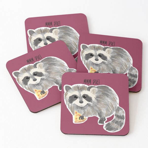 Item preview, Mmm, pie! Cute Raccoon Eating Pizza -  inspired by Trash Pandas board game designed and sold by Artbyacat.