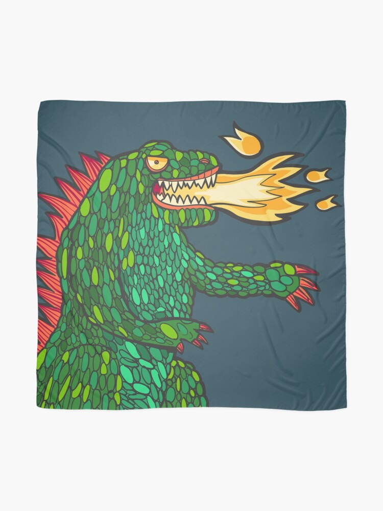 Alternate view of Green Dragon with big flame Scarf