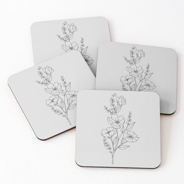 Item preview, line art flowers (2) designed and sold by aloe-vera-itsme.