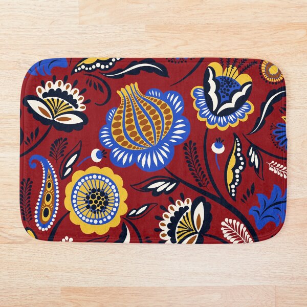 Item preview, Patrón floral, folk rojo oscuro designed and sold by inquestyle.