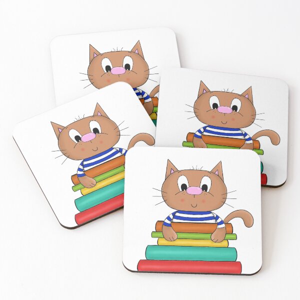 Item preview, Cat and books designed and sold by KateCrafts.