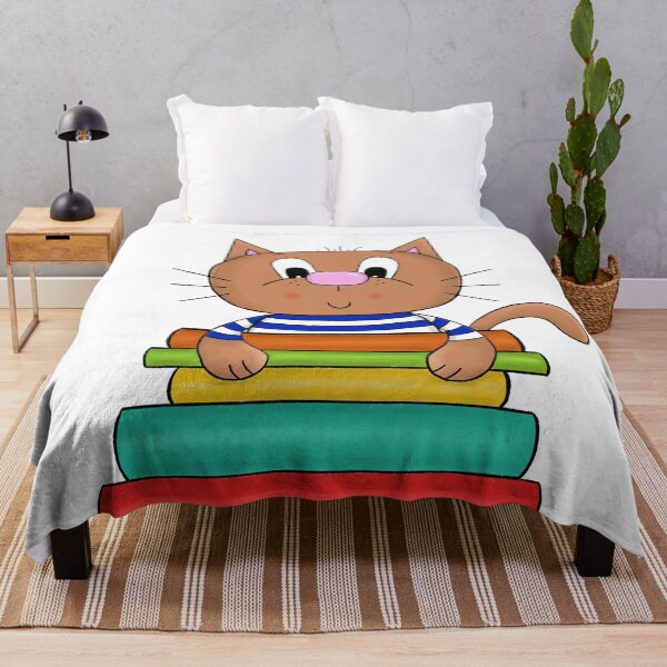 Item preview, Cat and books designed and sold by KateCrafts.