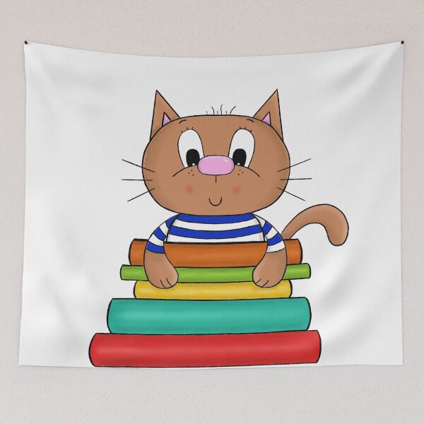 Item preview, Cat and books designed and sold by KateCrafts.