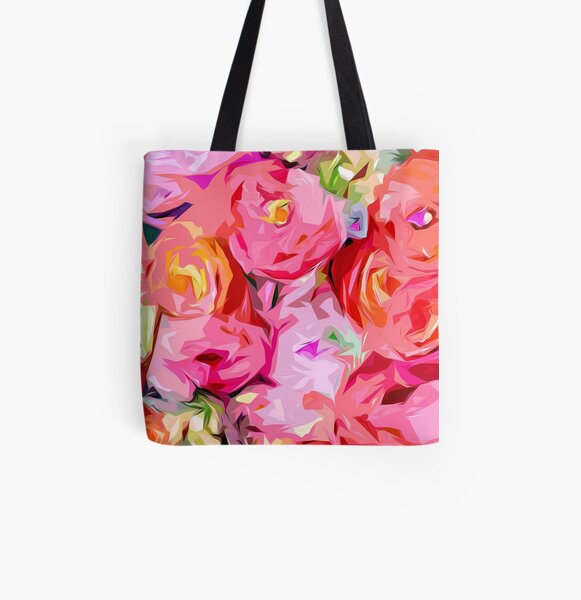 Rose Bouquet in Abstract All Over Print Tote Bag