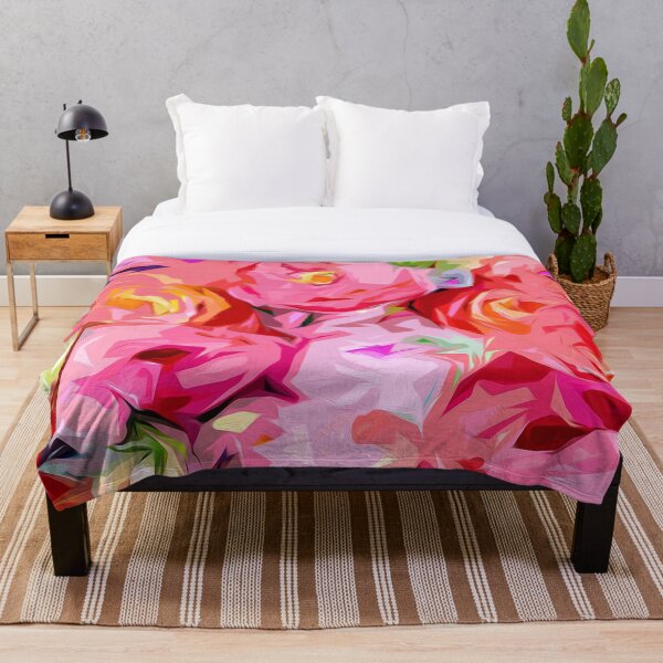 Rose Bouquet in Abstract Throw Blanket