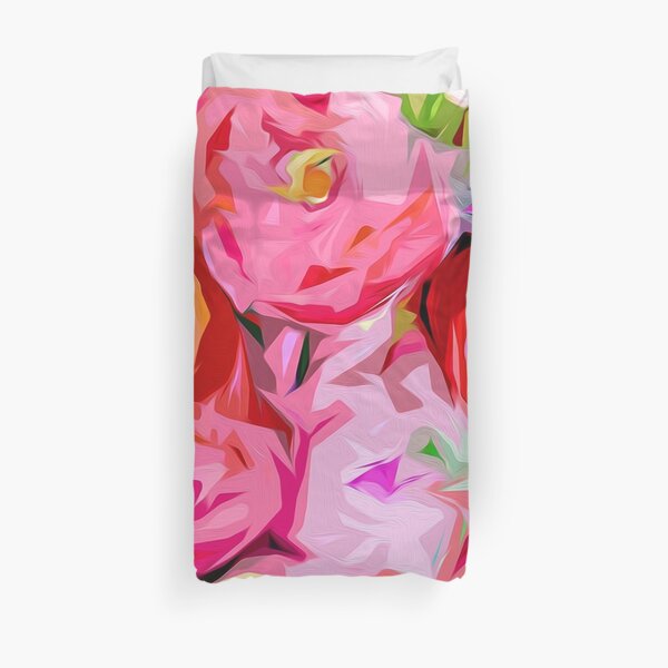 Rose Bouquet in Abstract Duvet Cover