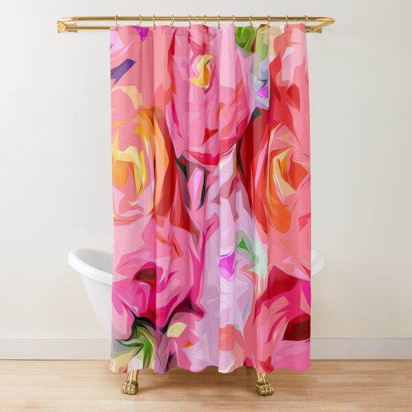 Rose Bouquet in Abstract Shower Curtain