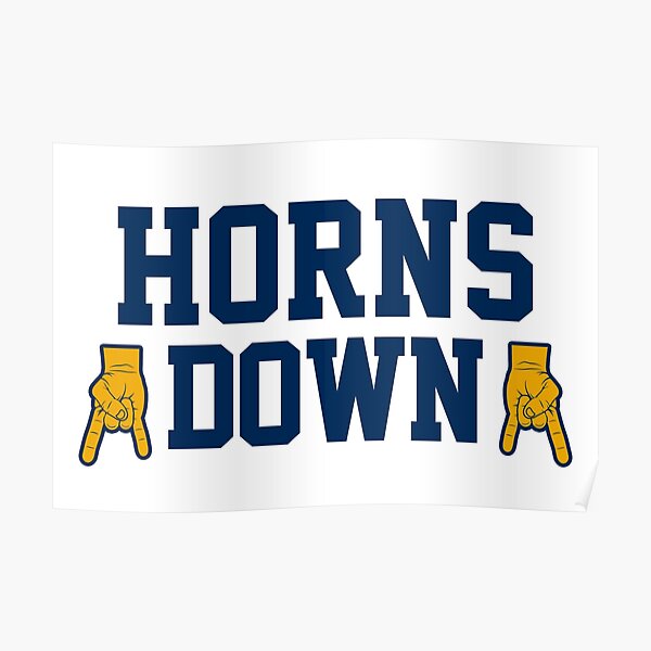 "Horns Down White/Navy/Gold" Poster by SaturdayAC Redbubble