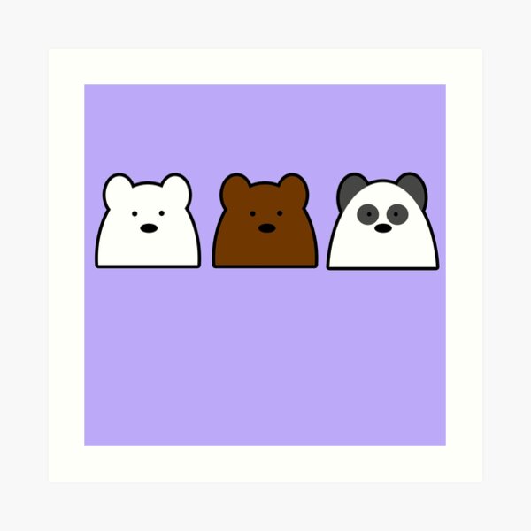 Ice Bear, Grizz and Panda Simplistic Art Print