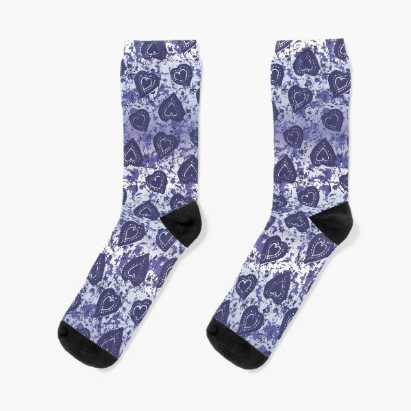 Indigo Batik Hearts Socks
