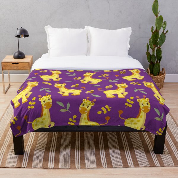 Patrón de jirafa infantil con fondo morado Manta