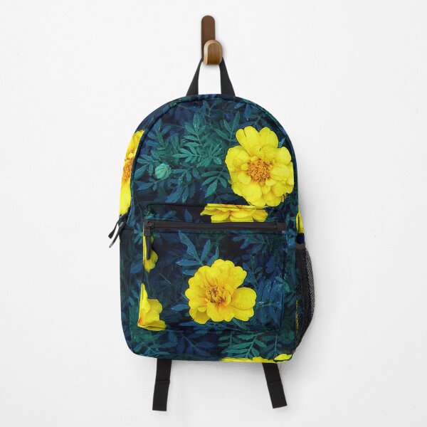 Item preview, Yellow flowers on dark blue background designed and sold by Wabi Tabby.