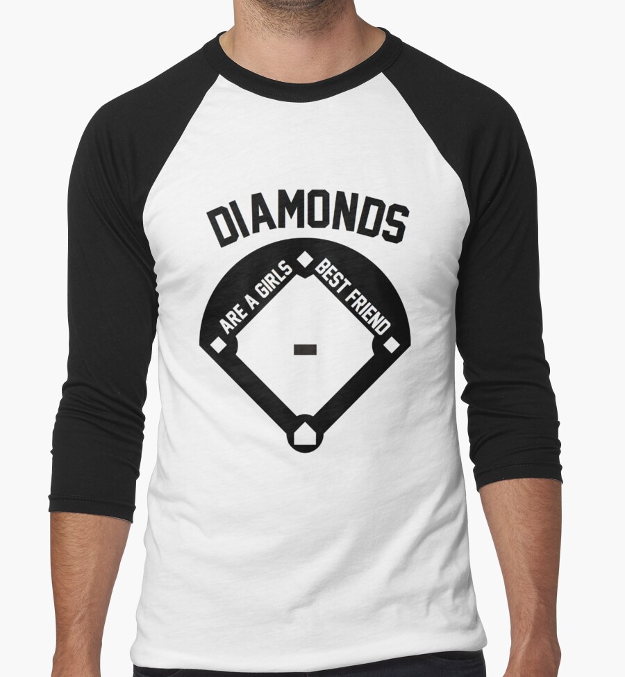 "DIAMONDS ARE A GIRLS BEST FRIEND (VINTAGE BASEBALL)" Men's Baseball ¾
