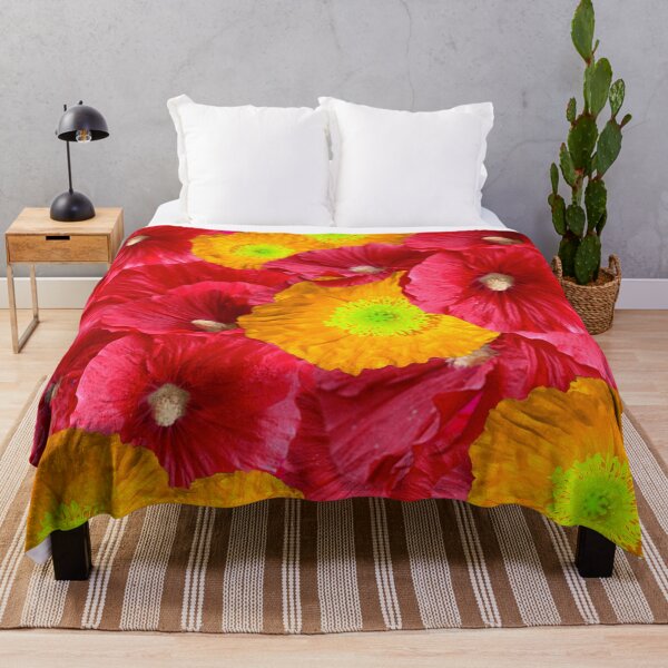Item preview, GOLDEN CALIFORNIA POPPIES & RED HOLLYHOCKS GARDEN ART designed and sold by sharlesart.