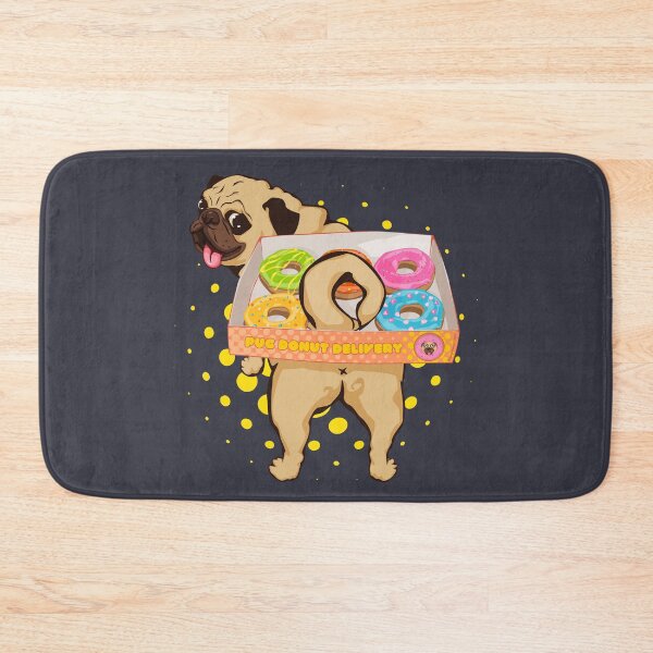 Item preview, Pug Donut Delivery Cute Chonky Dog Hardworking | 5 donuts plus a tail | Tee | Reusable Facemask | Washable Face Cover | Wall Art designed and sold by Any Color Designs.