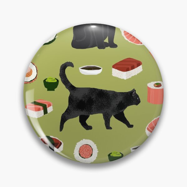 Item preview, black cat sushi pattern - food, japan, sushi, japanese food, cat, cat lady, kitty cat designed and sold by PetFriendly.